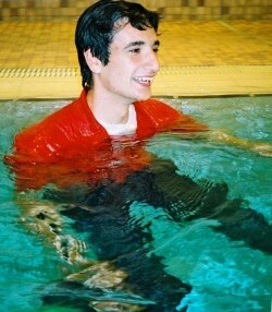 Swimming in a polo shirt